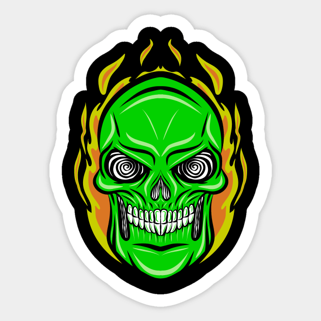 Flaming Skull Sticker by Jack-O 